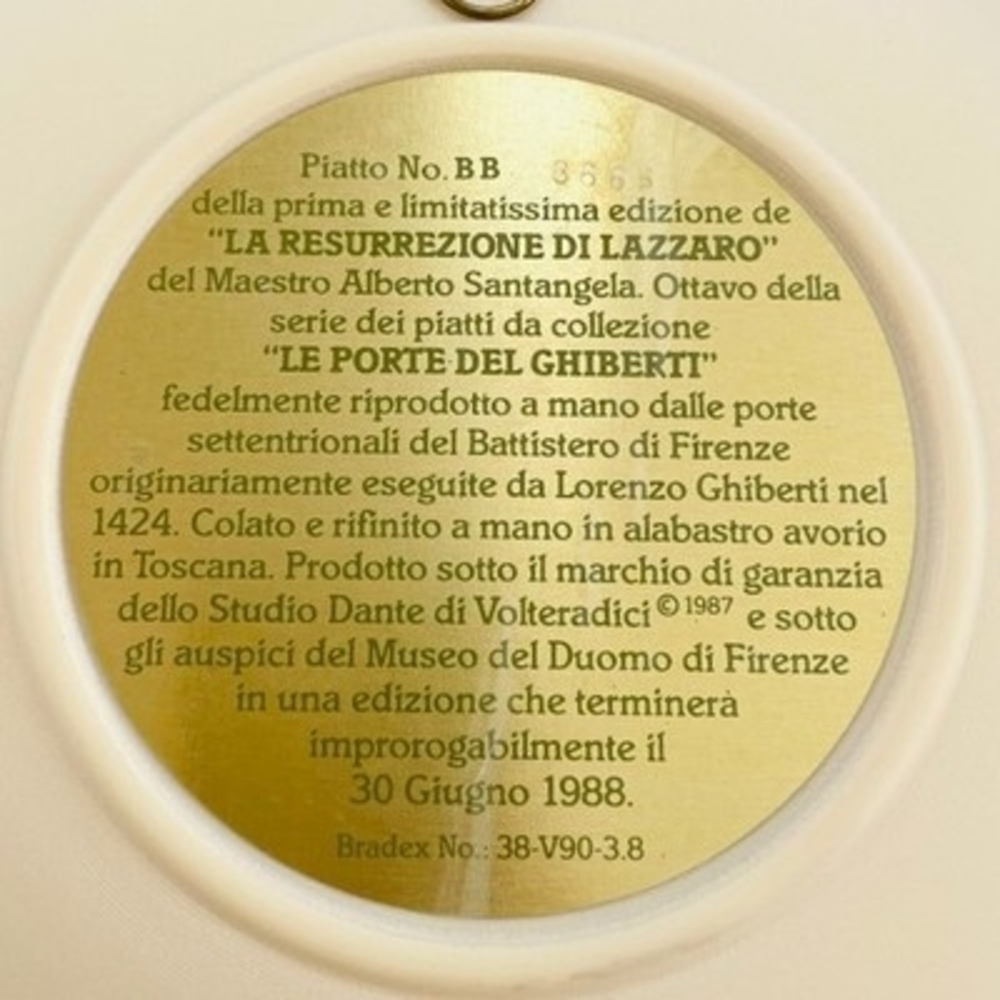 The Raising Of Lazarus Studio Dante Di Volteradici Collector Plate - Picture 5 of 7
